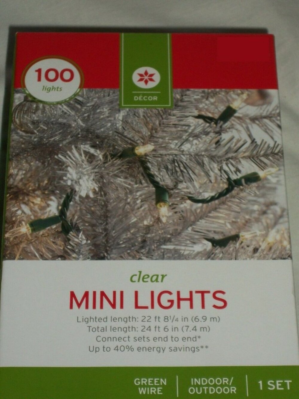 100 Clear Mini Christmas Lights Green Wire Wedding Indoor Outdoor Party Steady